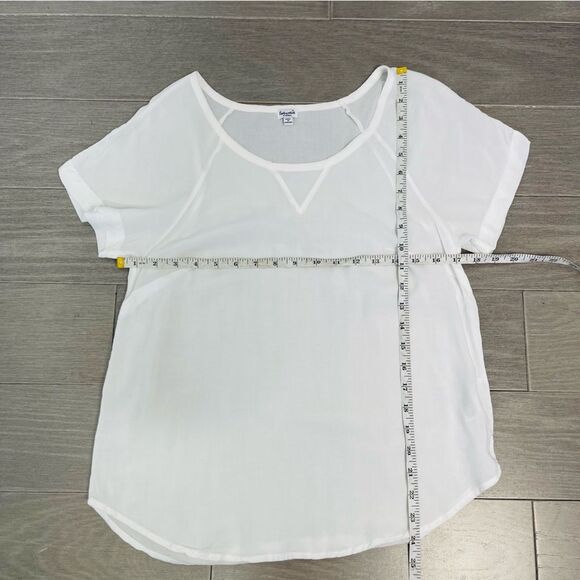 Splendid White T-Shirt Blouse Top Rayon Semi Sheer Lightweight Cap Sleeve XS - Picture 6 of 8